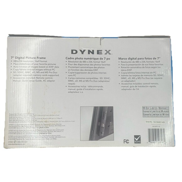 Dynex Digital Photo Frame 7” DX-DPF7-10 - Picture 2 of 2